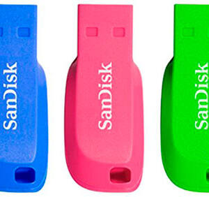 SanDisk Cruzer Blade- Memoria USB 2.0, Pack 3 Unidades de Colores, 16GB